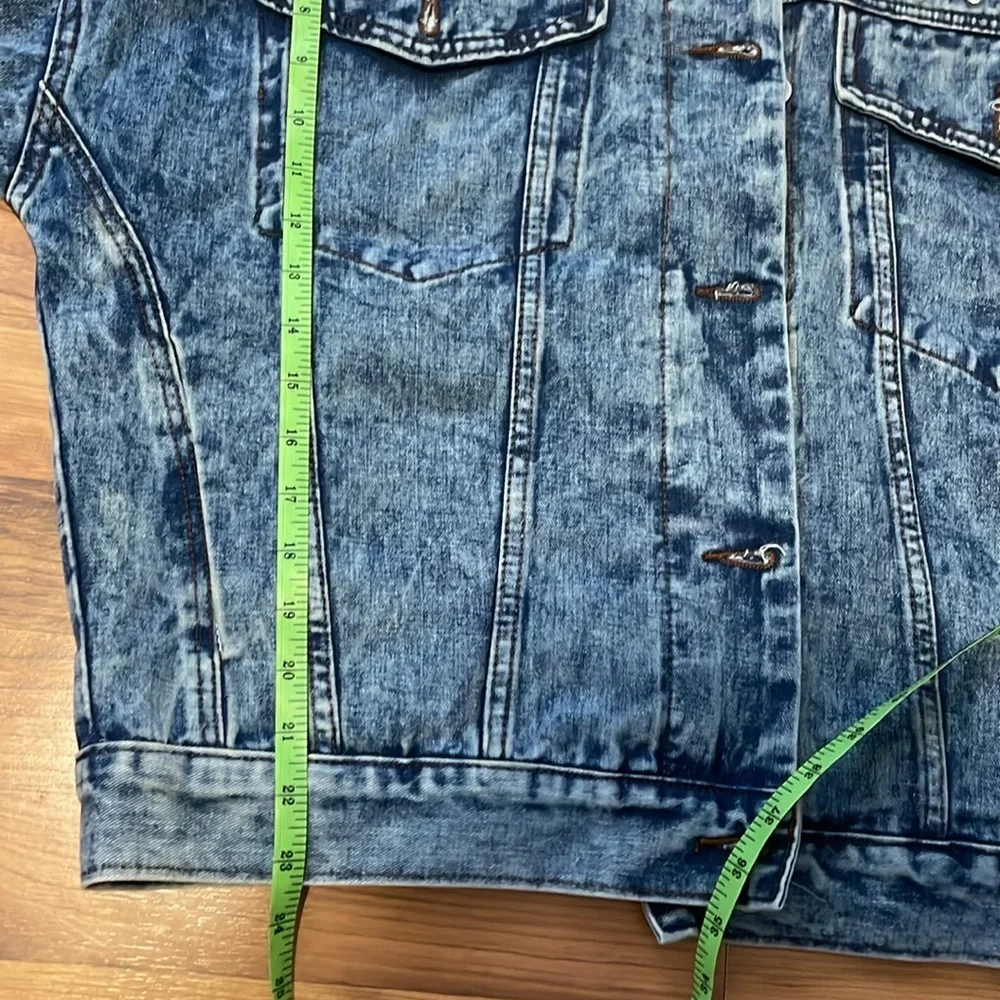 Veveret Pearl Rhinestones Denim Button Down Oversized Jacket Size large - Picture 6 of 10